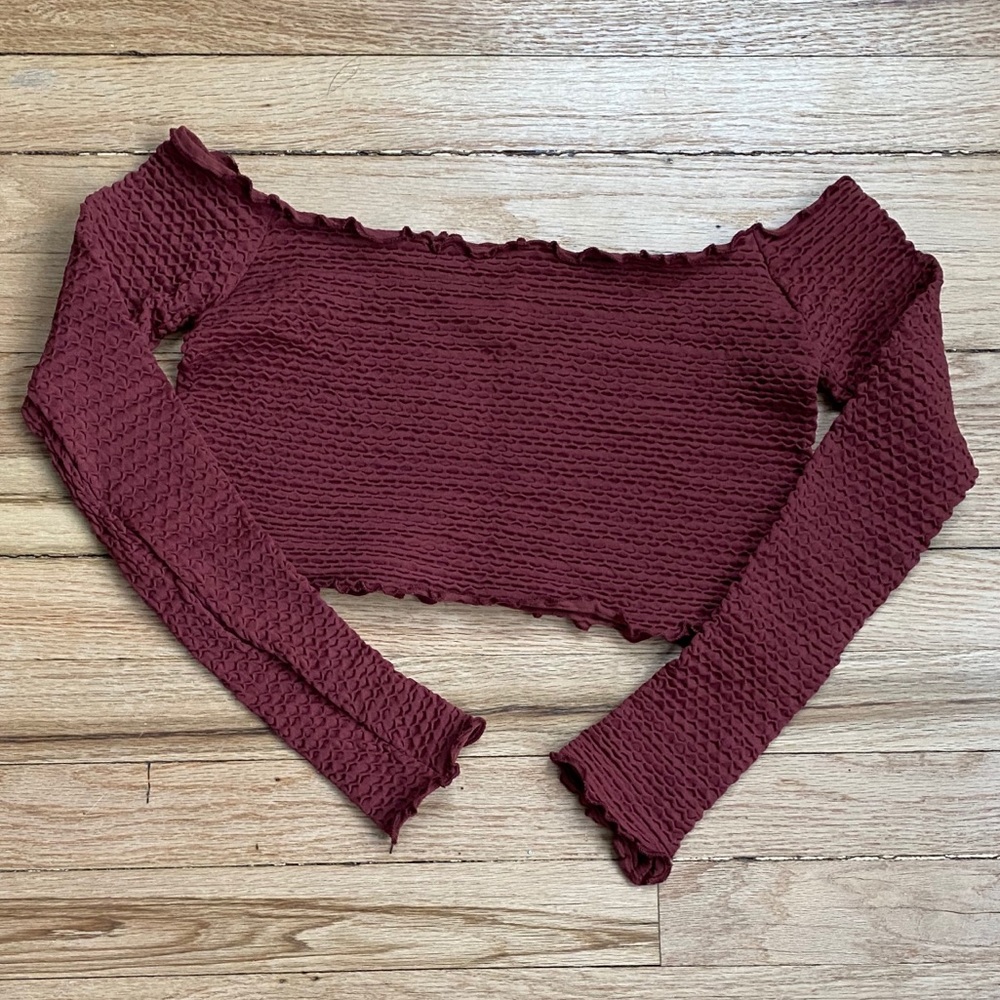 NWOT Free People textured long sleeve crop - Picture 8 of 8